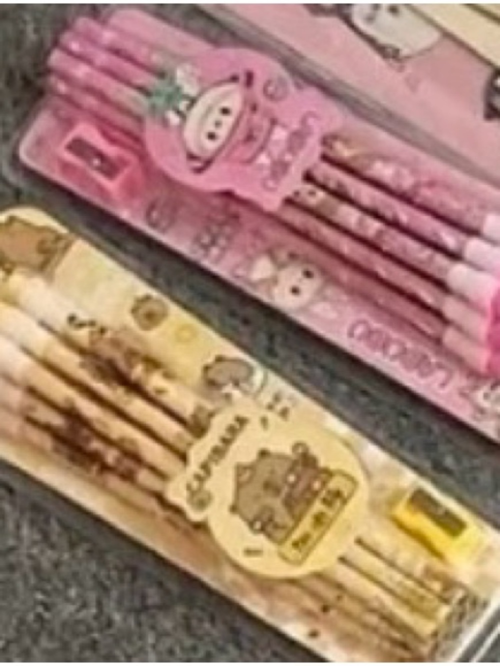Kuwaii Cute Character Pencil Pack - Pink and Yellow